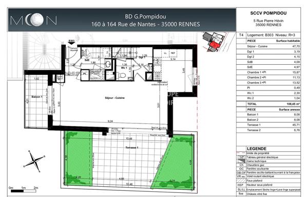 Appartement T5 à vendre Rennes Sacré Coeurs - 108 m² (réf : PJ25416)