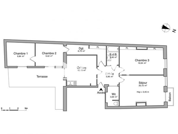 Location Appartement 4 pièces 89.81 m² - 19 RUE EMILE JAMAIS Nimes 30900