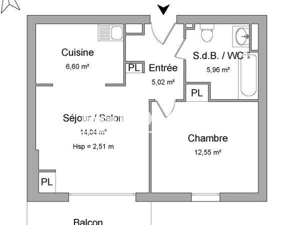 Location Appartement 2 pièces 44.17 m² - 215 RUE DANIEL ABIVEN Brest 29200