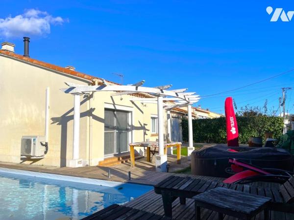 Maison plain pied rénovée 2 chambres, grand garage, piscine