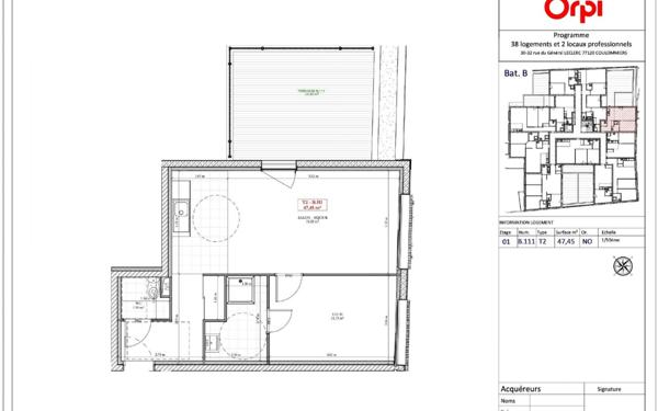 Appartement à vendre    2 pièces • 47,45 m2 Coulommiers