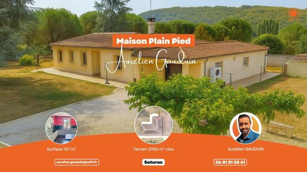 Maison de plain-pied 120 m² avec grand terrain arboré – 5 min de Fumel, aucun travaux