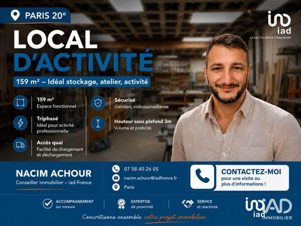 Location local d’activité 159 m² Paris 20