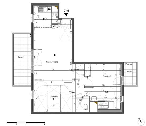 Appartement 3 pièces - 66 m² Bien prestige