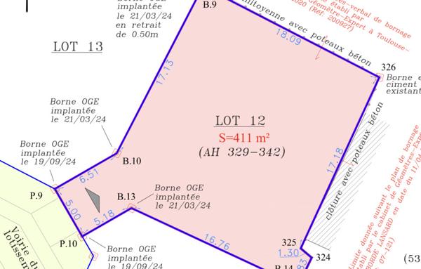 Terrain à bâtir viabilisé 411 m2 à Salles