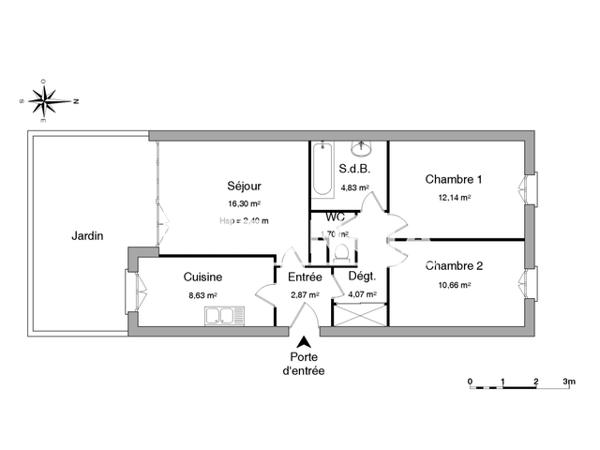 Location Appartement 3 pièces 61.28 m² - 23 SQUARE DU HAUT BLOSNE Rennes 35200