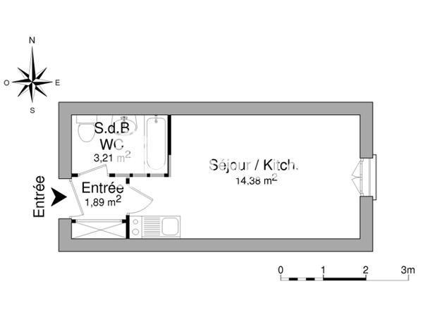 Location Studio 19.48 m² - 5 RUE POULLAIN DUPARC Rennes 35000