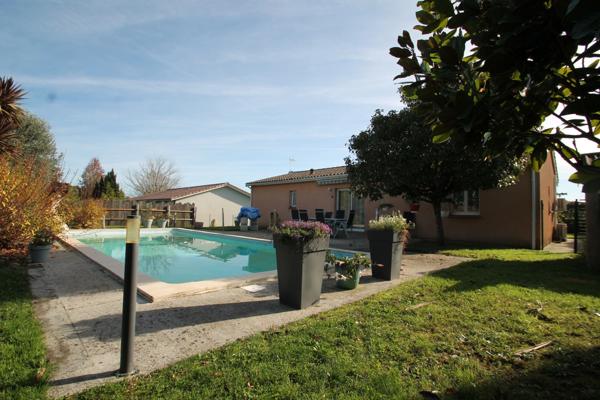 Maison à vendre 4 pièces SAMAZAN (47) 90m², 3 chambres, garage, piscine, terrain 912m²