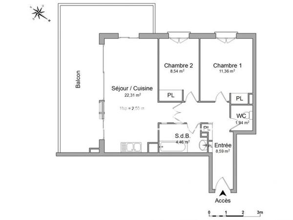 Location Appartement 3 pièces 57.2 m² - 33 AVENUE FREDERIC MISTRAL Grasse 06130