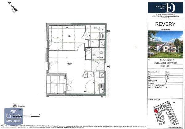 Appartement à louer 2 pièces 42.1m²
