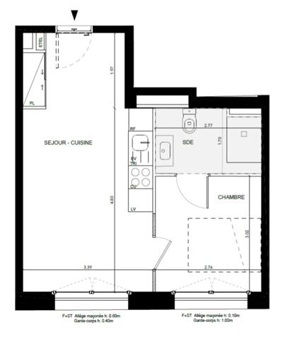 appartement T2 neuf à vendre PANTIN (93), surface habitable 33,90 m2