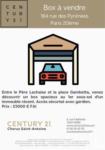 Parking à vendre  11 m2 PARIS - 75020