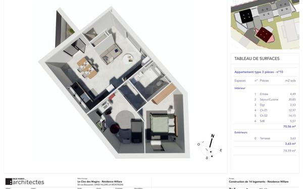 Appartement à vendre    3 pièces •  Villers-la-Montagne