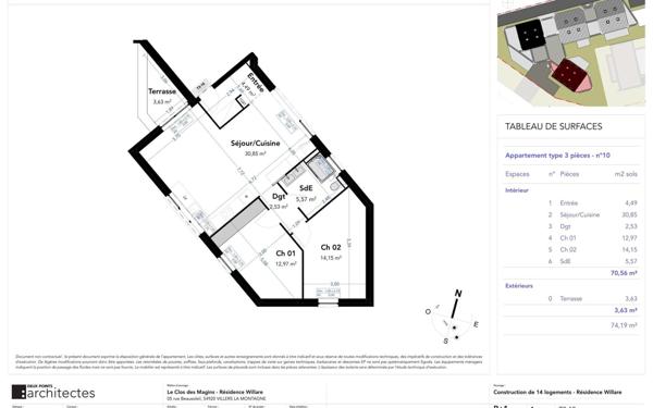 Appartement à vendre    3 pièces •  Villers-la-Montagne