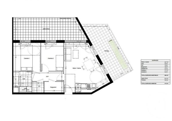 Appartement F3 à vendre  3 pièces - 59,30 m2 NOISY LE SEC - 93
