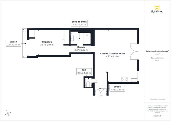 Appartement F2 à vendre  2 pièces - 51,72 m2 PARIS - 75012