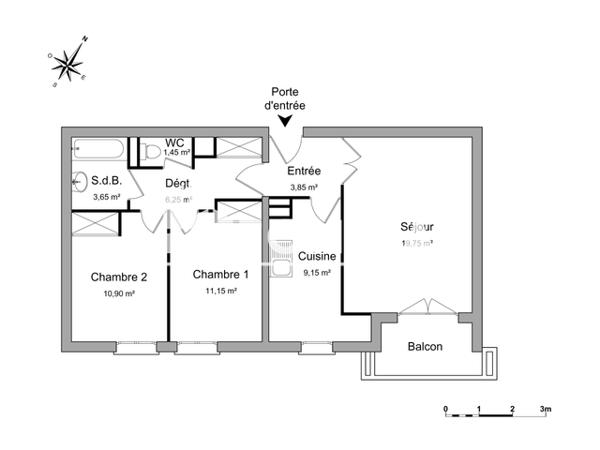 Location Appartement 3 pièces 66.15 m² - RESIDENCE ESMERALDA Olivet 45160