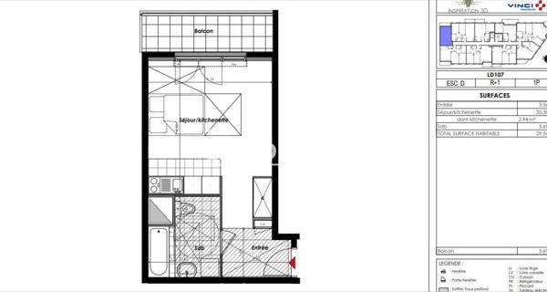 Location Studio 29.54 m² - Thiais 94320