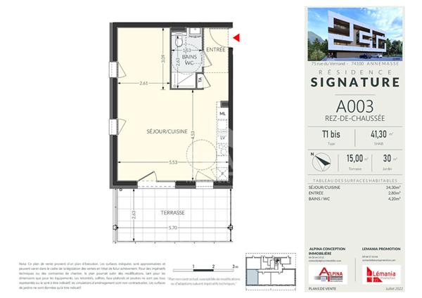 Appartement T1bis de 41m²