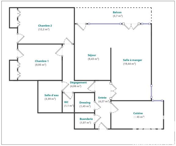 Appartement à vendre 3 pièces 74,81 m² Nanterre
