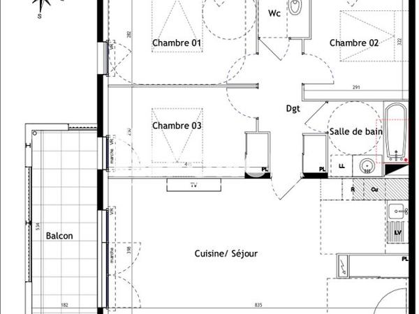 Location Appartement 4 pièces 75.8 m² - 90 CHEMIN DU MAS DE TESTE Nimes 30000