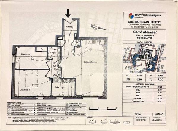 Appartement 3 pièces - 44100 Nantes -  Centre ville