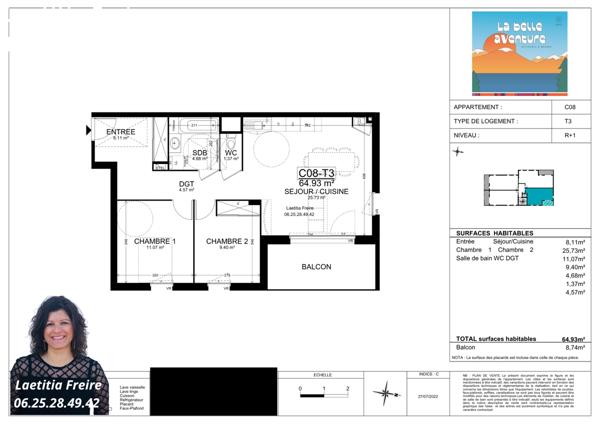 Appartement 3 pièces - 65 m²