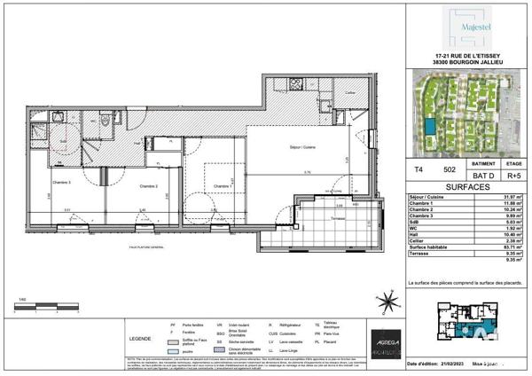 Appartement à vendre 4 pièces 84 m² Bourgoin-Jallieu