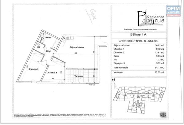 Grand T2/3 65m2 avec terrasse et parking - Sainte-Clotilde - Proche Boulevard Sud et Faculté