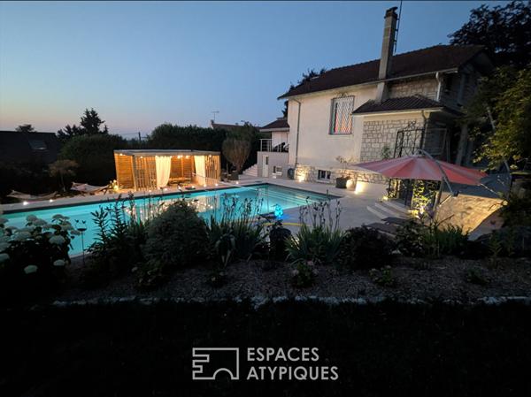 Villa année 50 de 227 m² sur 3362 m² de terrain, avec belle piscine, sur les hauteurs de Viarmes