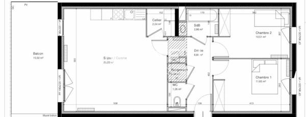 Amiens, Intercampus, appartement T3 avec balcon et stationnement sécurisé.