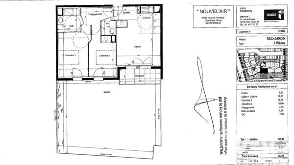 Appartement à vendre 3 pièces 60 m² Herblay-sur-Seine
