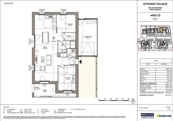 Maison neuve PP Attignat centre 76 m2 Garage jardin clos