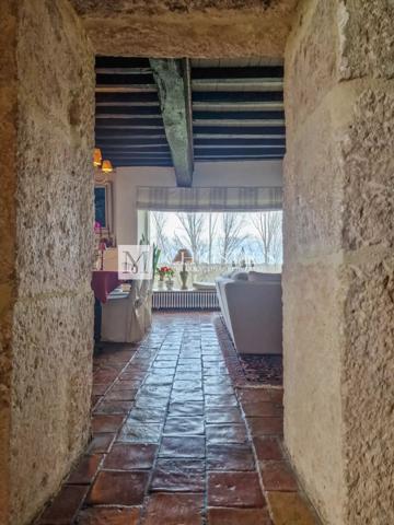 Manoir XVI siècle, vue, avec granges et piscine, proche de Duras