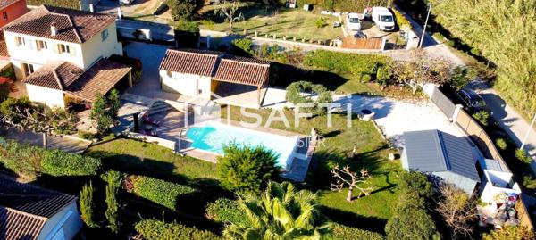 La Roquette s/Siagne : Villa mitoyenne 4 pièces + piscine.