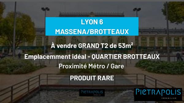 Lyon 6 Masséna – Grand T2 de 53 m² avec bureau et dressing