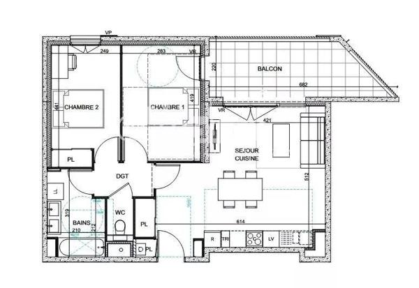 Appartement neuf 61 m² avec balcon