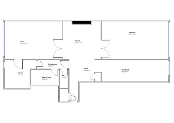 Appartement F4 à vendre  4 pièces - 74,06 m2 PARIS - 75015