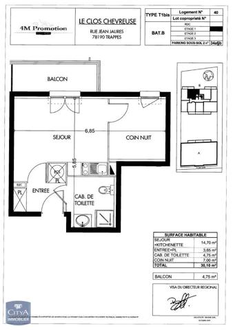Appartement à louer 1 pièce 23.46m² Trappes (78190)