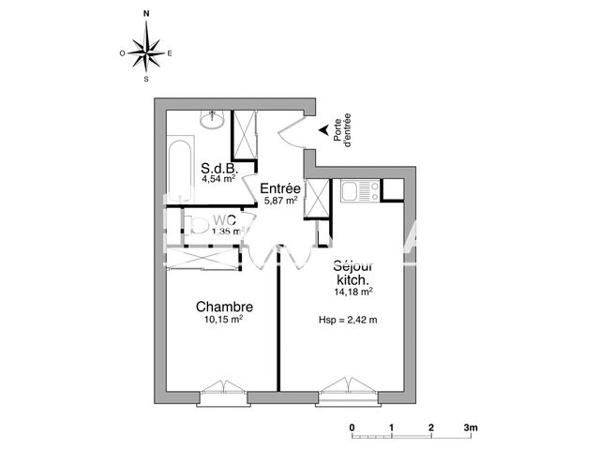 Location Appartement 2 pièces 36.09 m² - 17 RUE DELARBRE RESIDENCE AUDOLLENT Clermont Ferrand 63000