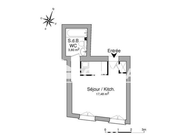 Location Studio 21.28 m² - 28/30 RUE ECUYERE Caen 14000