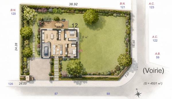 Terrain 1000m² Puycasquier (32120) parcelles