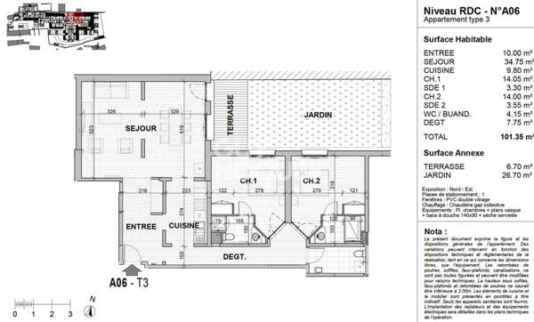 Appartement Vourles 3 pièces 101.35 m2