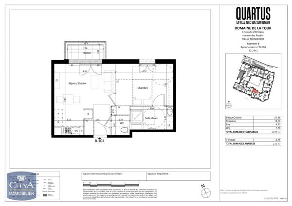 Appartement à louer 2 pièces 40.92m²