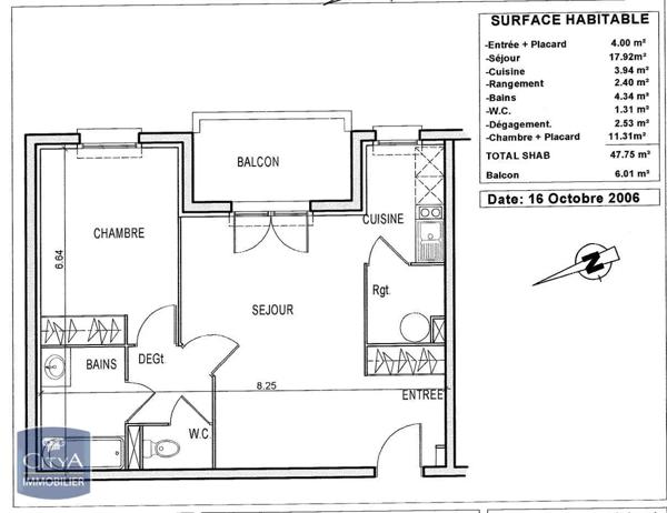Appartement à vendre 2 pièces 47.69m²