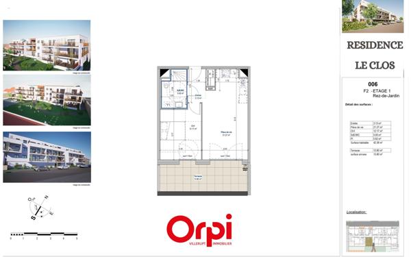 Appartement à vendre    2 pièces • 42,38 m2 Longlaville