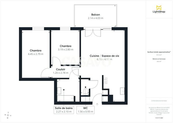 Vente Appartement 3 pièces de 57m² - 69800 Saint-Priest