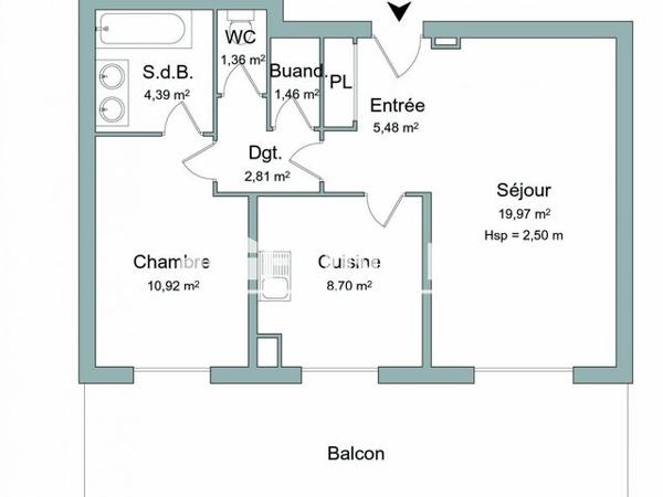 Location Appartement 2 pièces 55.1 m² - 144 AVENUE DE ROMANS Valence 26000