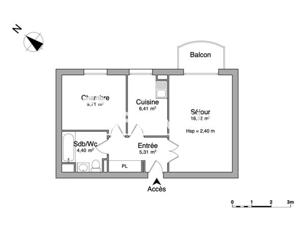 Location Appartement 2 pièces 41.53 m² - 61 RUE MINVIELLE Bordeaux 33300