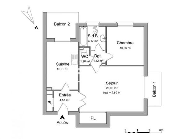 Location Appartement 2 pièces 55.73 m² - 8 AVENUE DU LYCEE Roussillon 38150